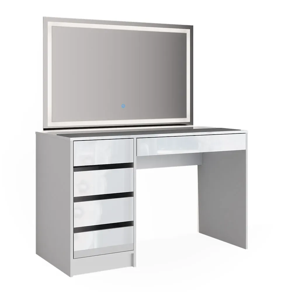 Coiffeuse, blanche 120 x 75cm avec éclairage LED