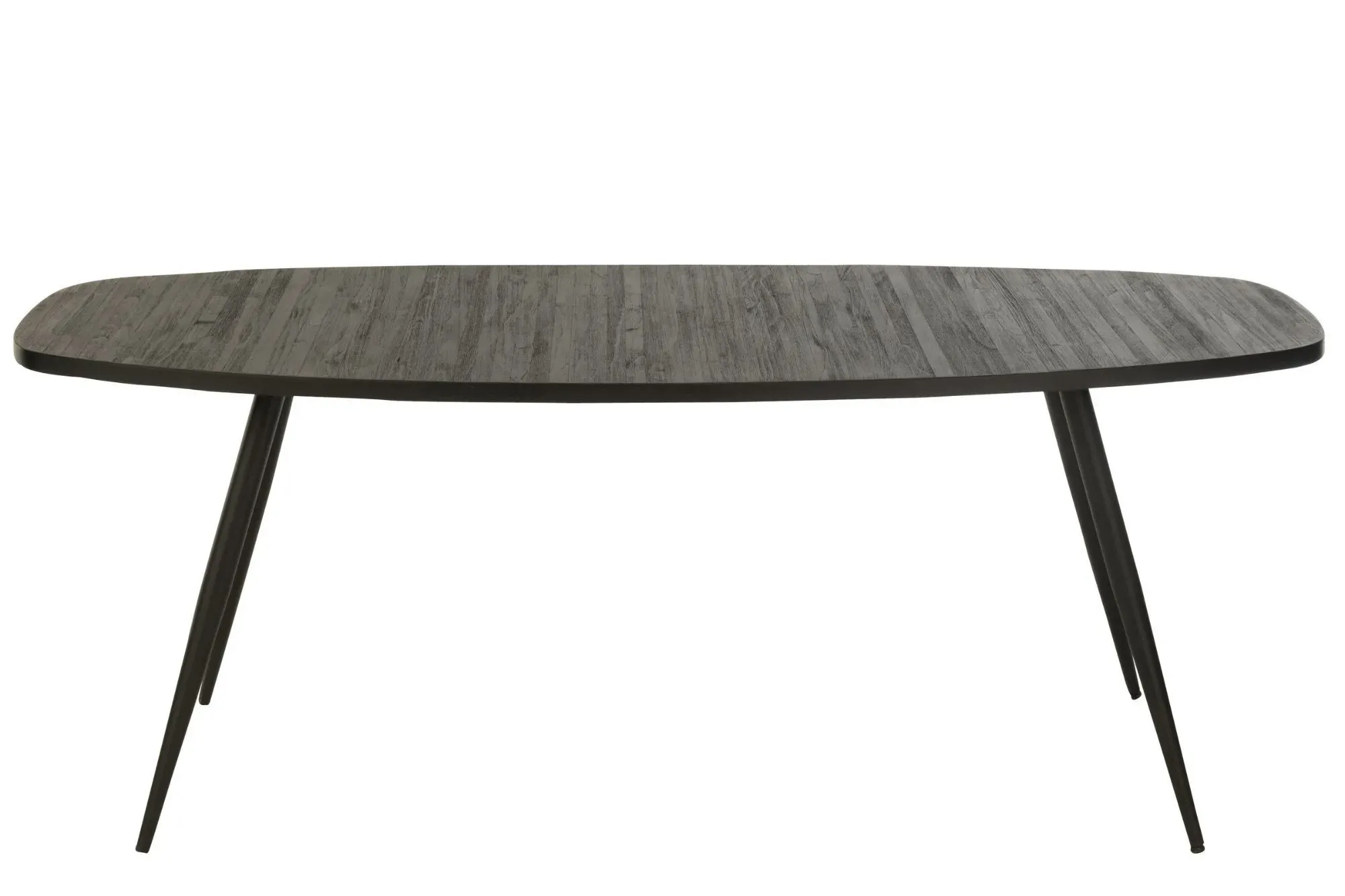 Table ovale en teck recyclé brossé et en métal 6 places L200 noir
