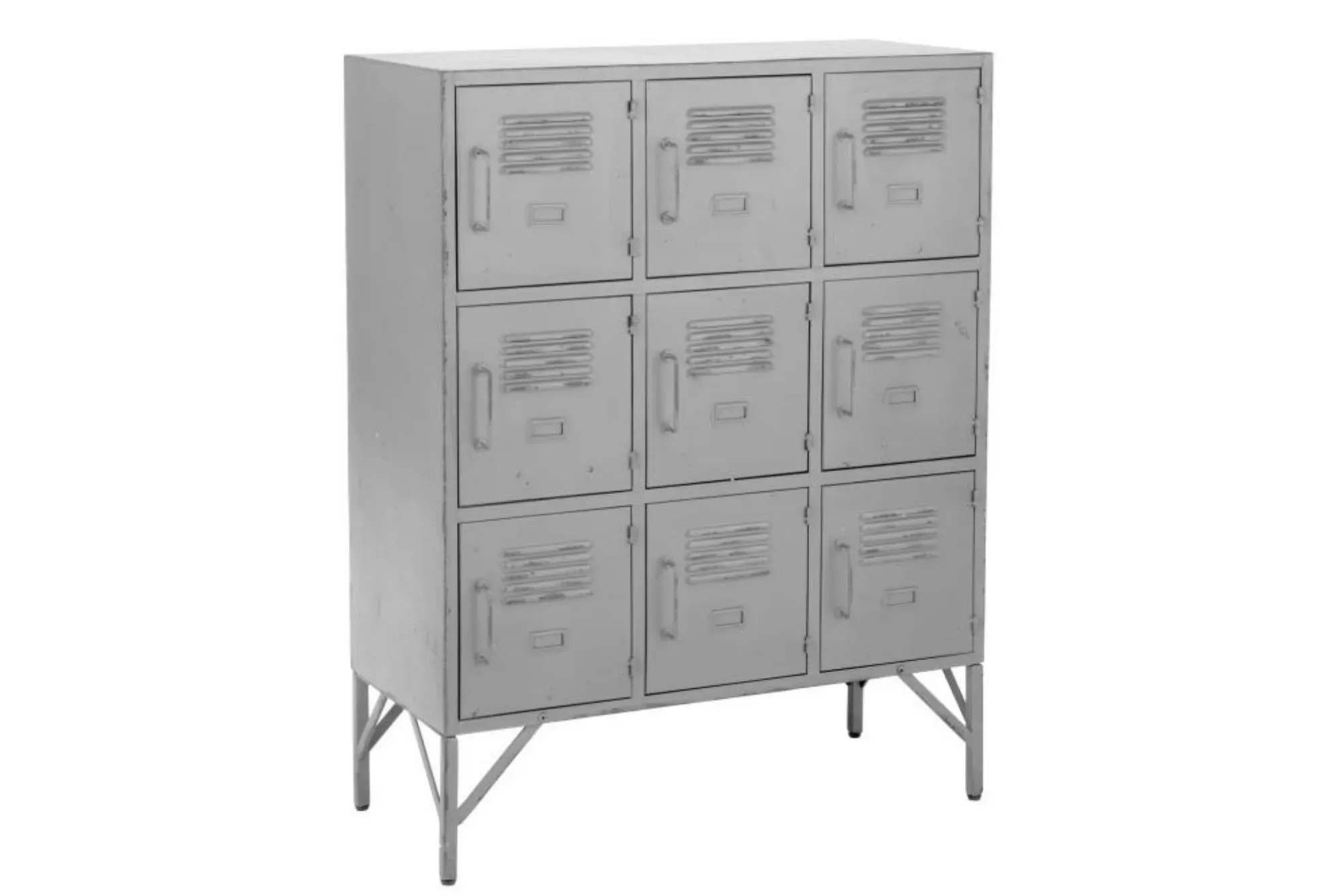 Buffet armoire industrielle 9 casiers en métal gris
