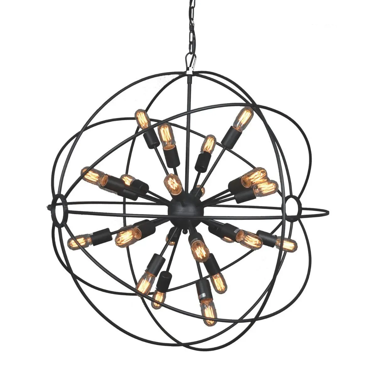 Lustre rond en métal gris - D100 cm