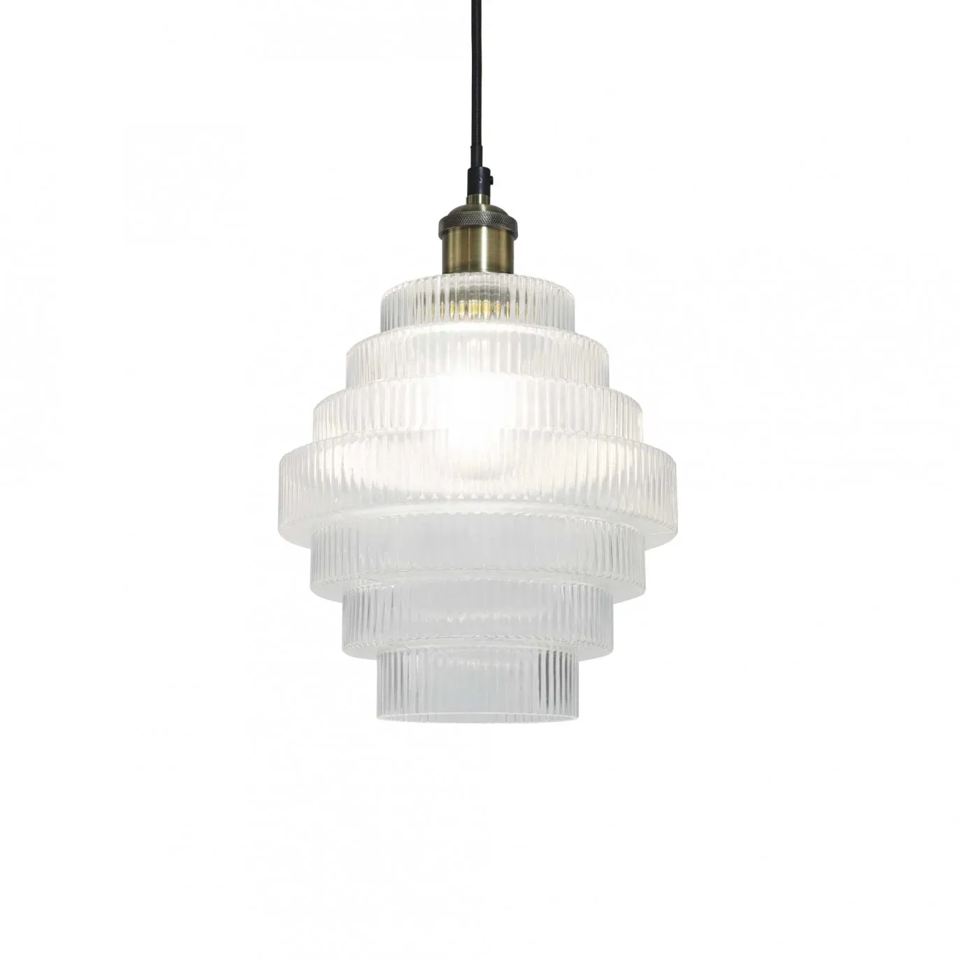 Suspension en verre avec un équipement en cordon textile