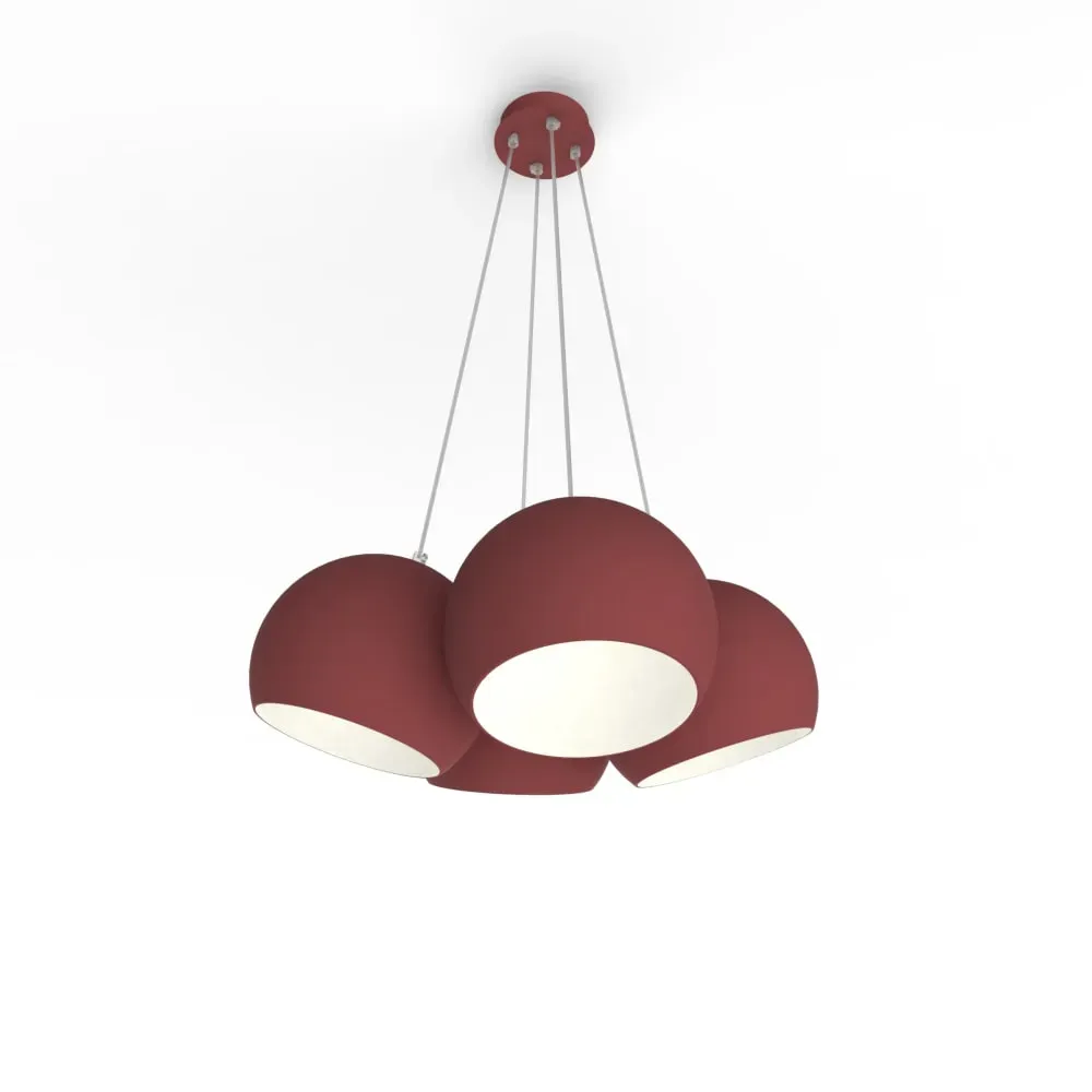 Suspension en métal rouge et blanc interne E27