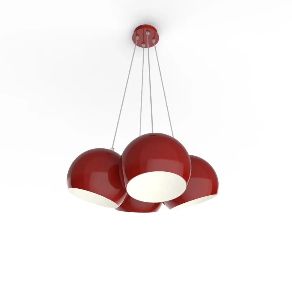 Suspension en métal rouge et blanc interne E27