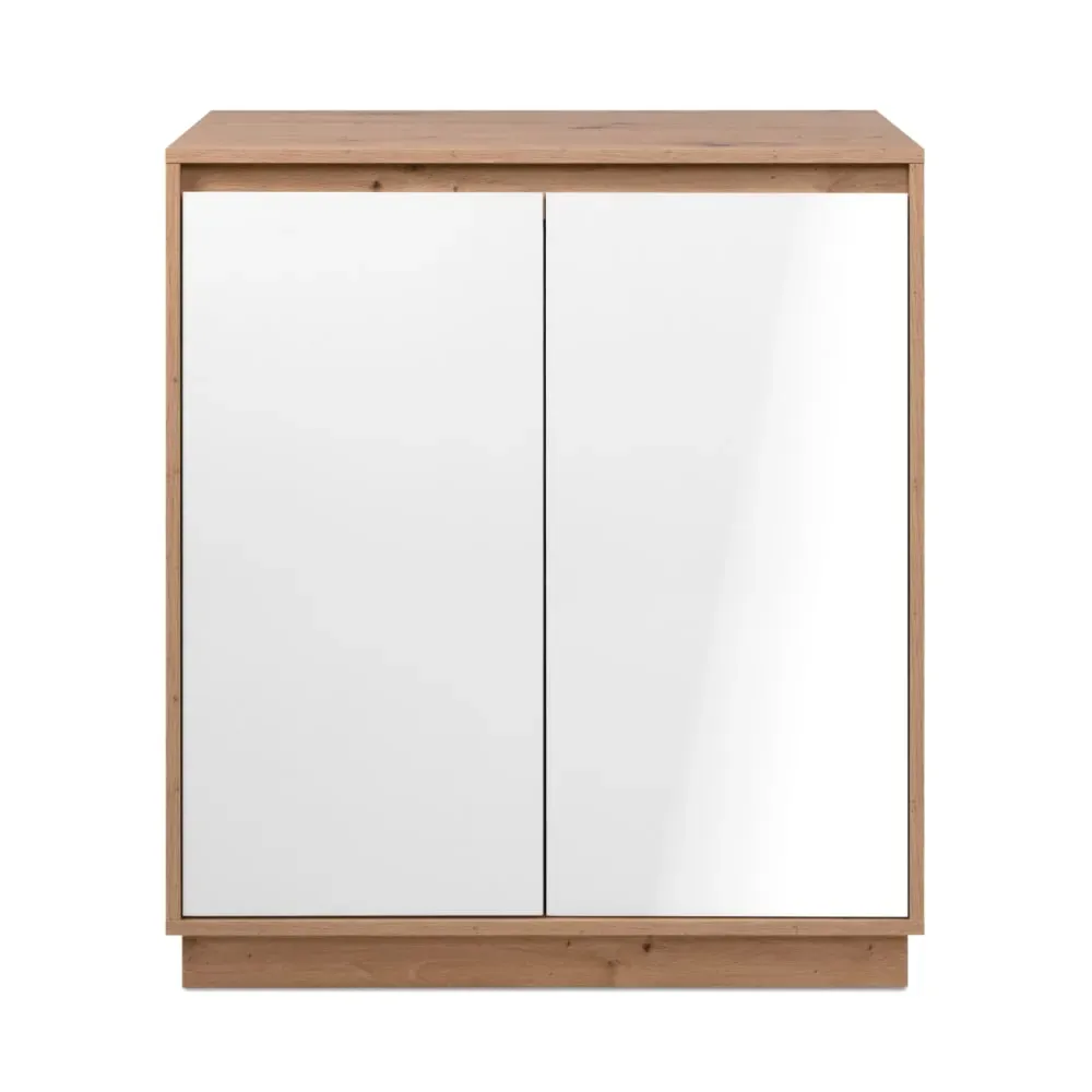 Petit buffet 2 portes L79 cm - Effet Chêne et Blanc
