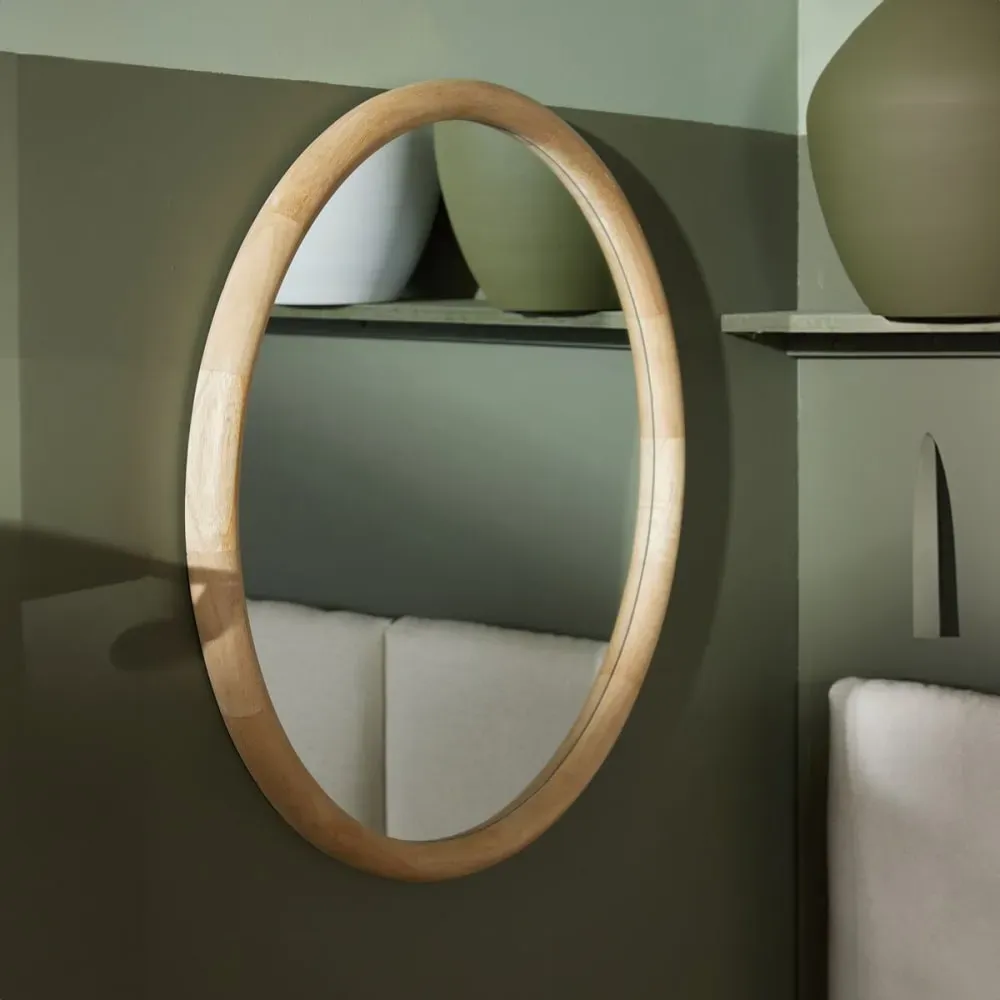 Miroir mural rond en bois  60x60 cm
