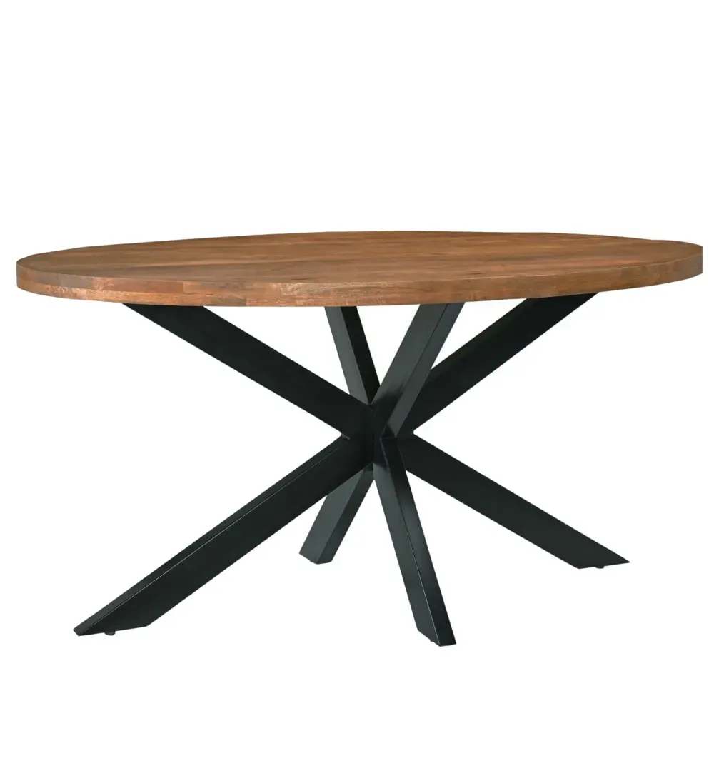 Table à manger Ovale 6/8 p L.180 cm, Manguier et métal noir