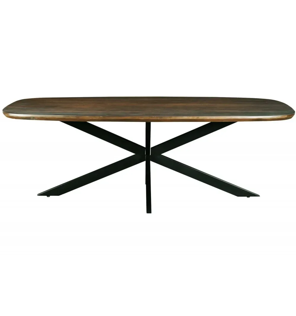 Table à manger Ovale 8/10 p L.230 cm, Manguier teinté noyer