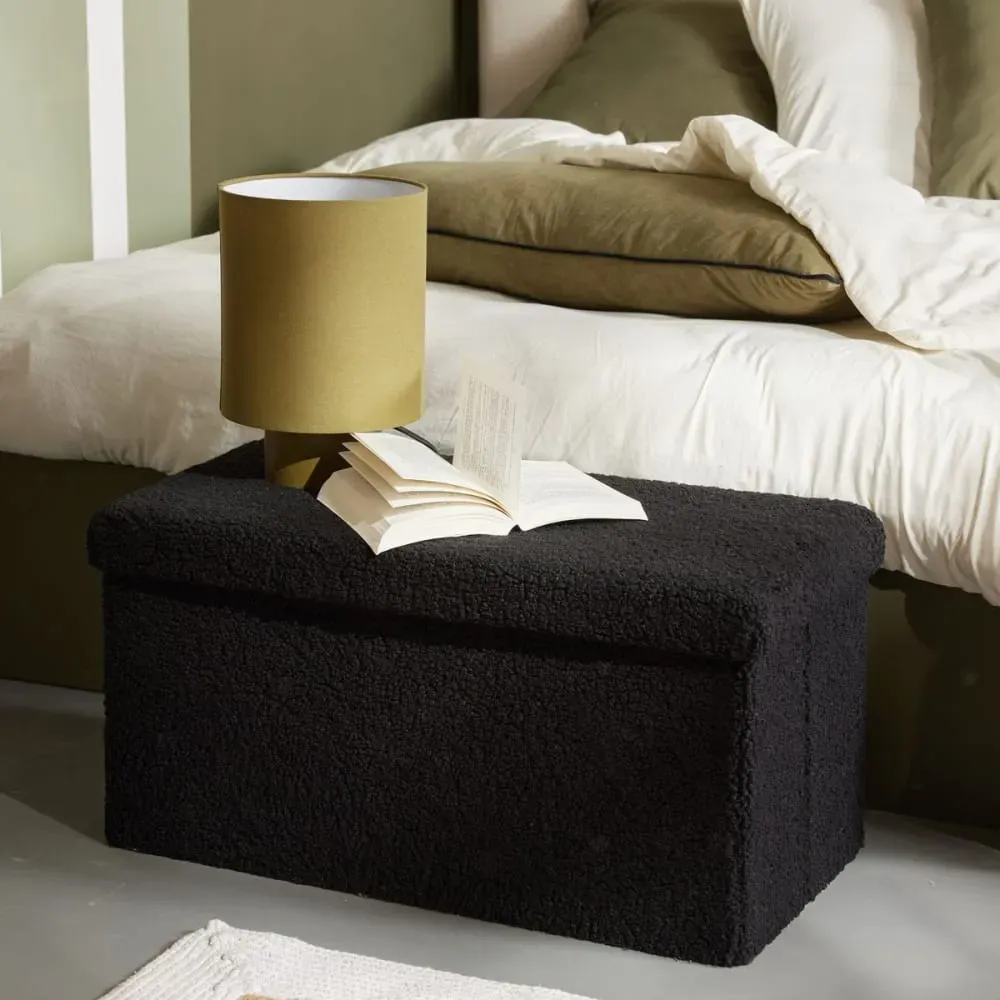 Banc coffre en tissu bouclette  76x38 cm