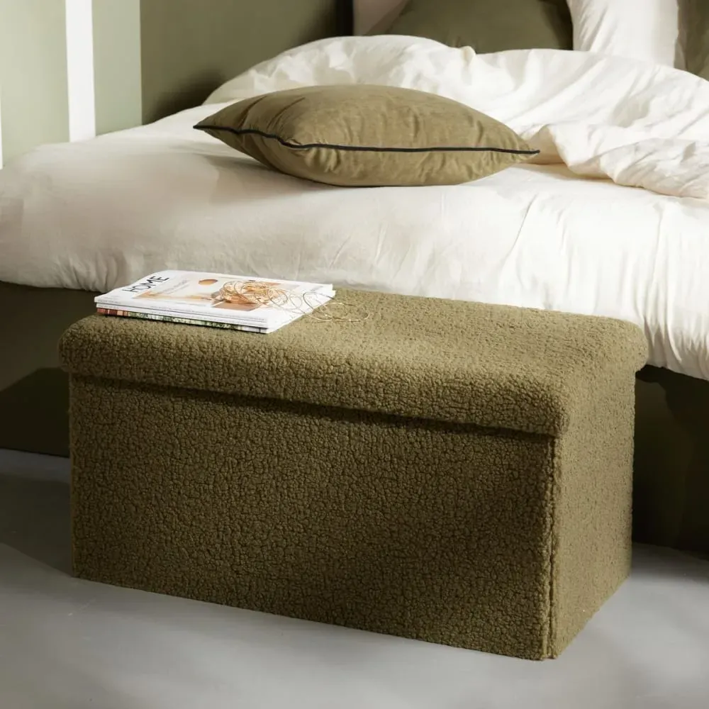 Banc coffre en tissu bouclette  76x38 cm