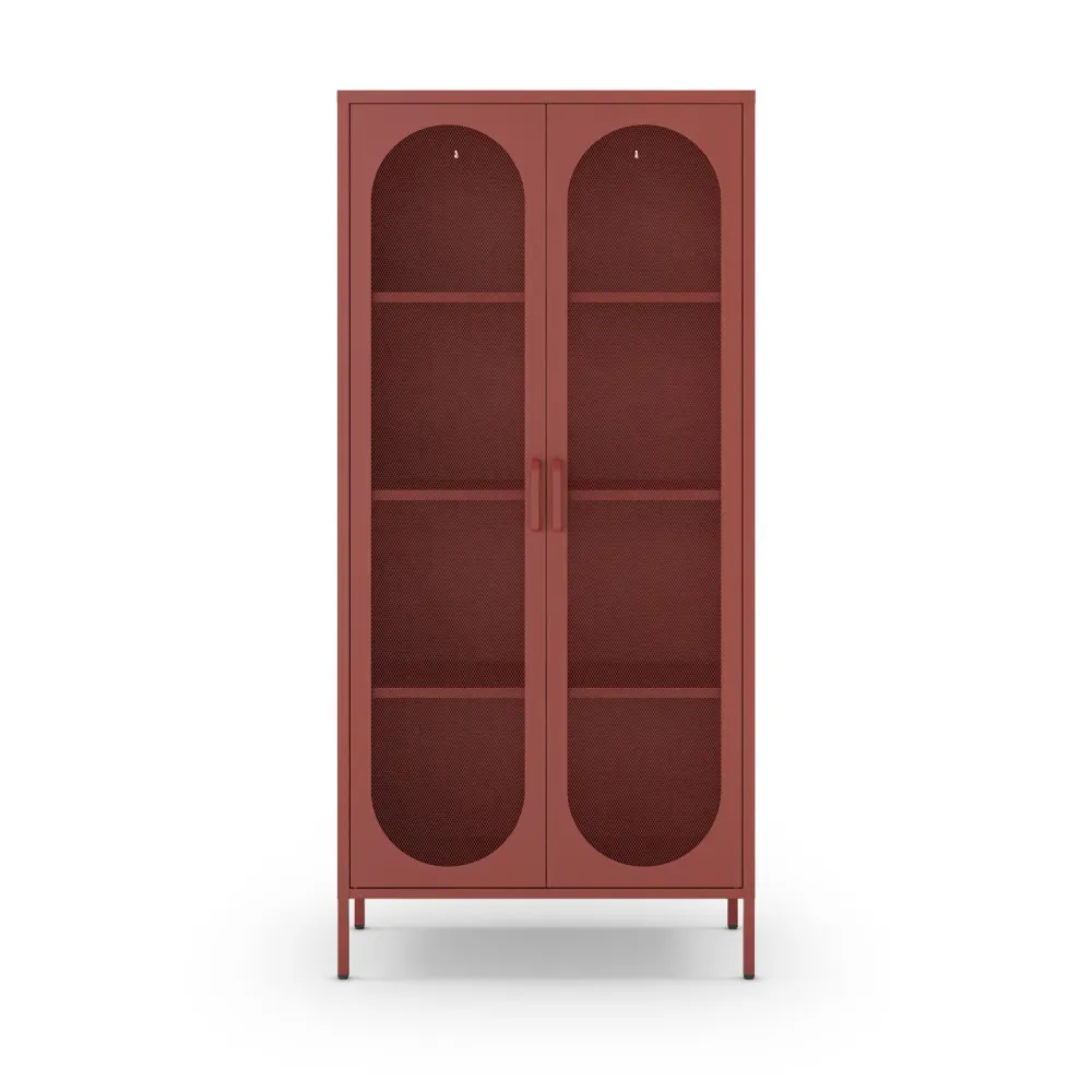 Vaisselier 2 portes en métal H170cm - Terracotta