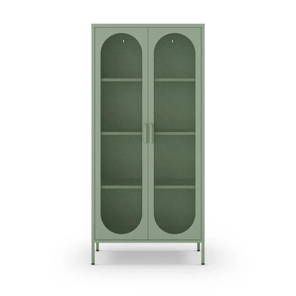 Vaisselier 2 portes en métal H170cm - Vert menthe