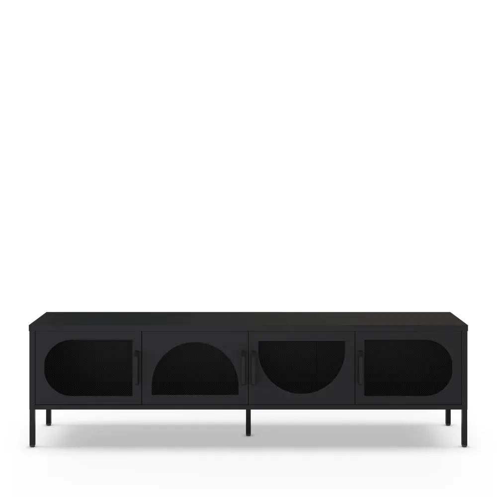 Meuble TV 4 portes en métal L180cm - Noir