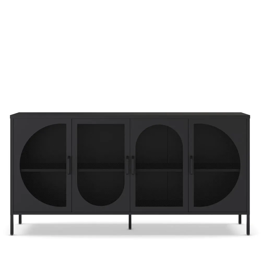 Buffet 4 portes en métal L160cm - Noir