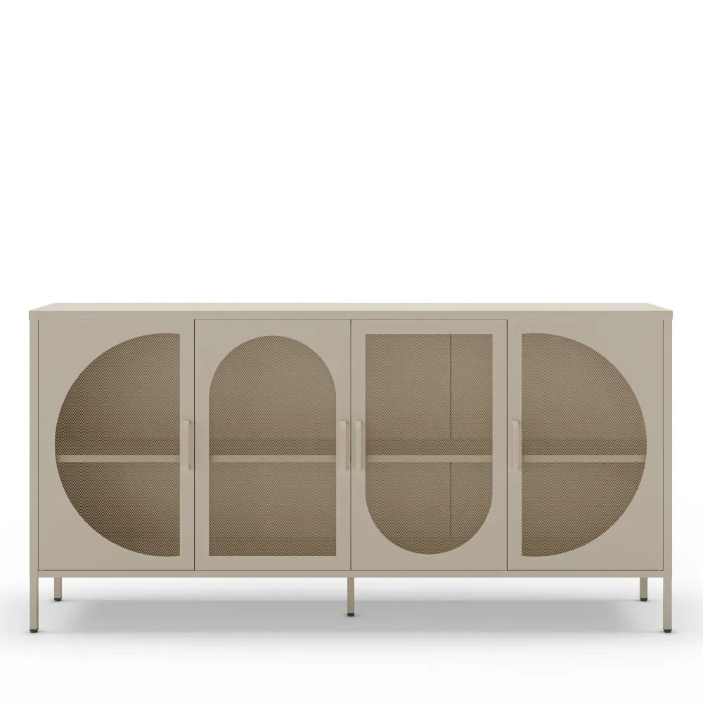 Buffet 4 portes en métal L160cm - Beige