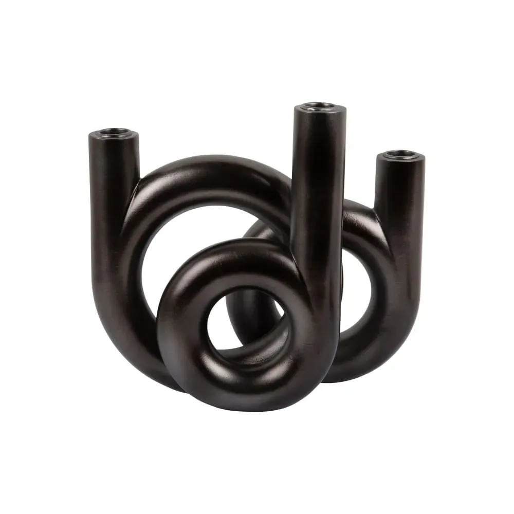 Bougeoir polyrésine gris 18x12x20cm