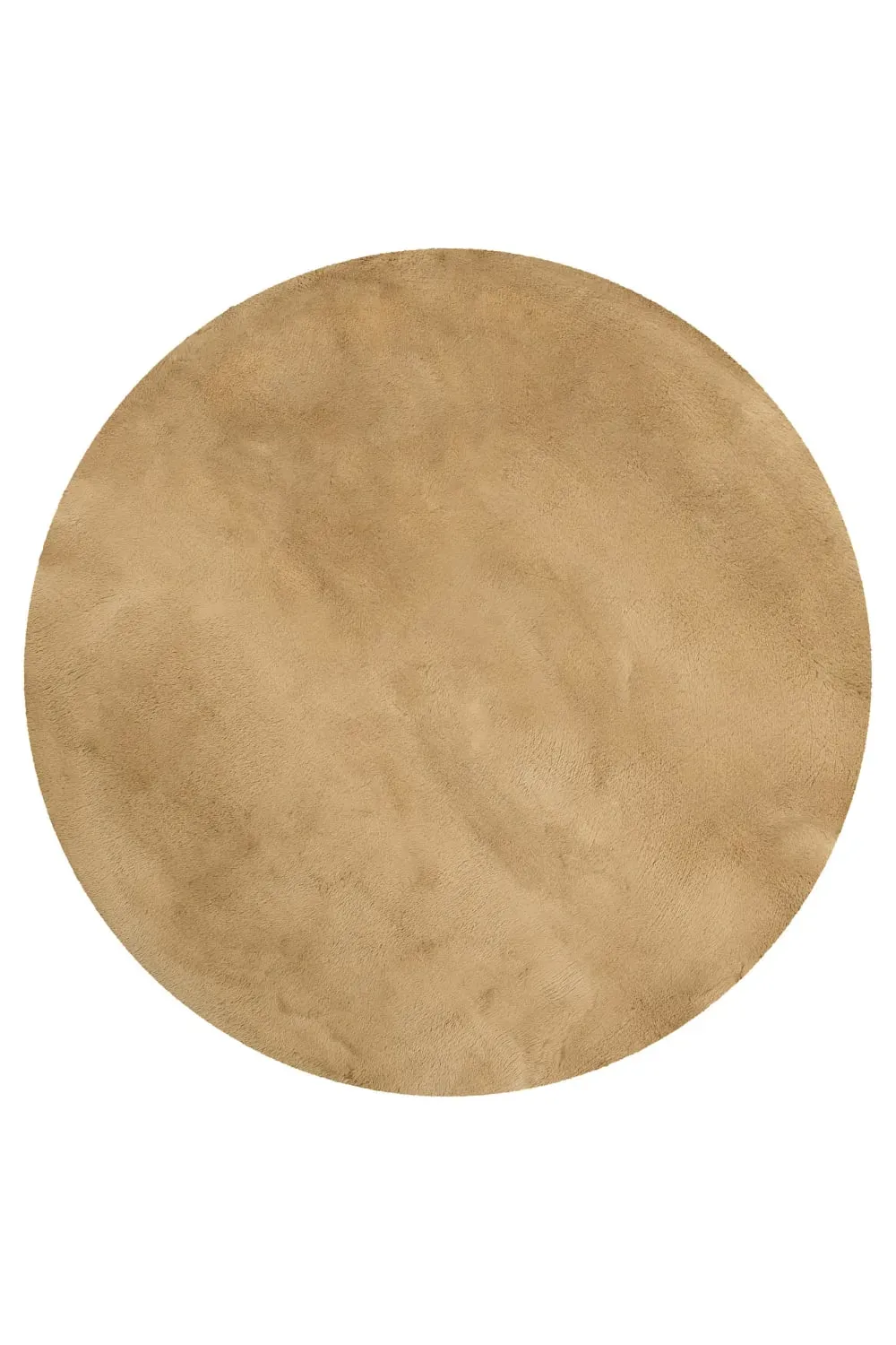 Tapis rond imitation fourrure lapin doux tufté beige caramel ⌀150
