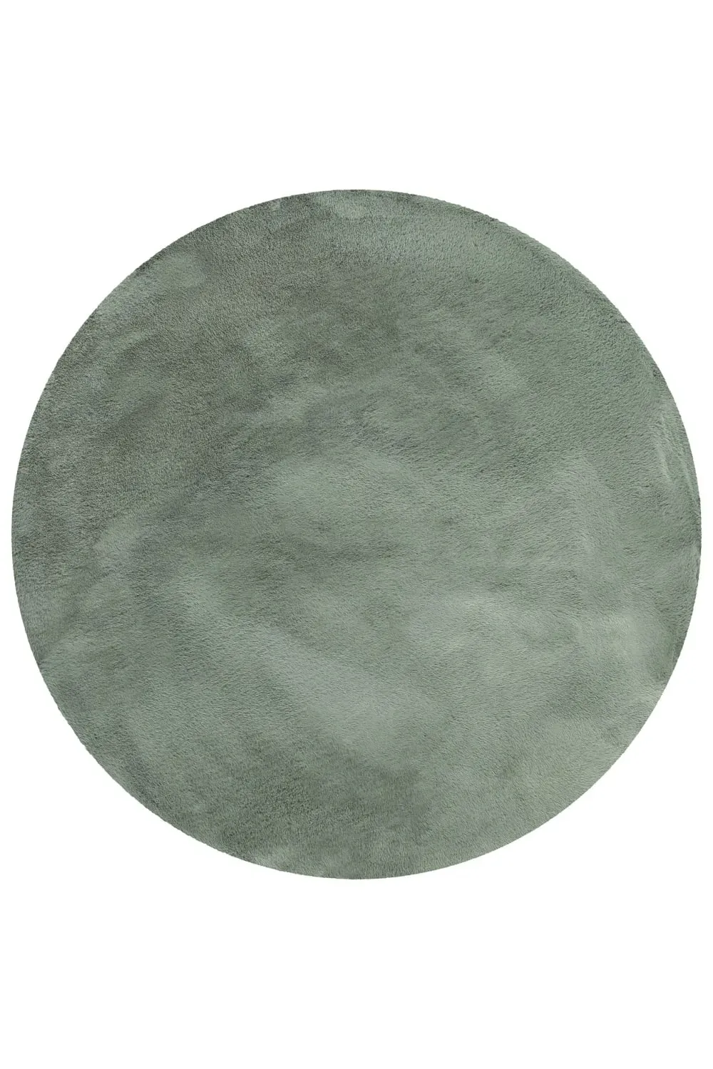 Tapis rond imitation fourrure lapin doux tufté vert sauge ⌀150