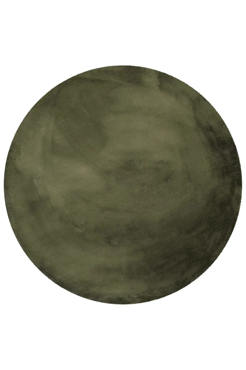 Tapis rond imitation fourrure lapin doux tufté vert olive ⌀100