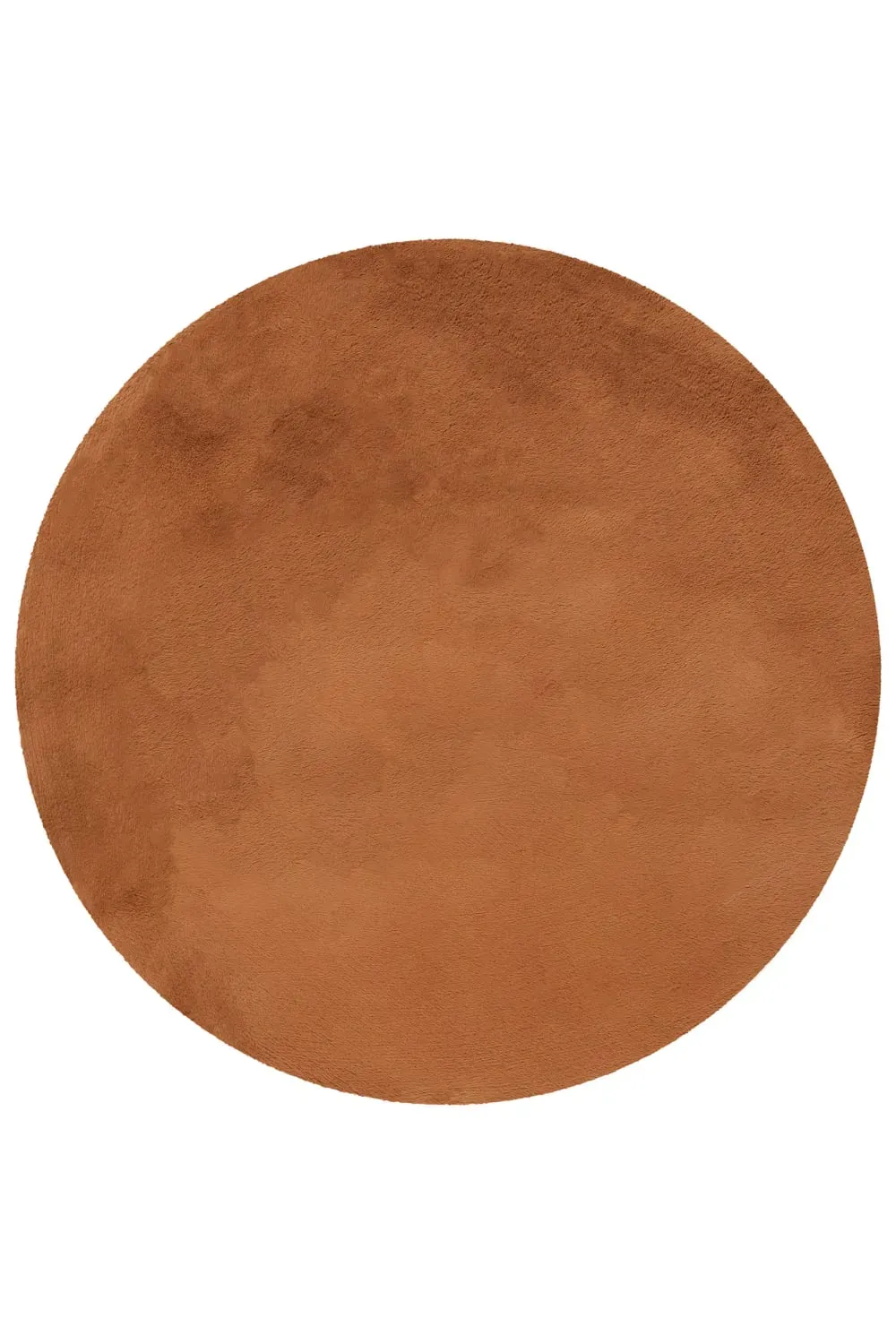 Tapis rond imitation fourrure lapin doux tufté cuivré ⌀150