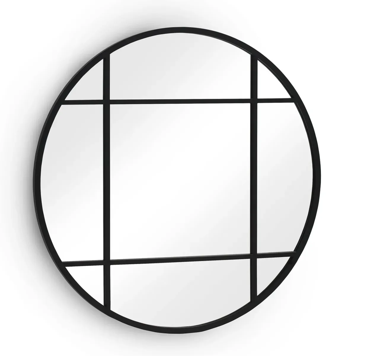 Miroir rond diamètre 100 avec structure métallique noire