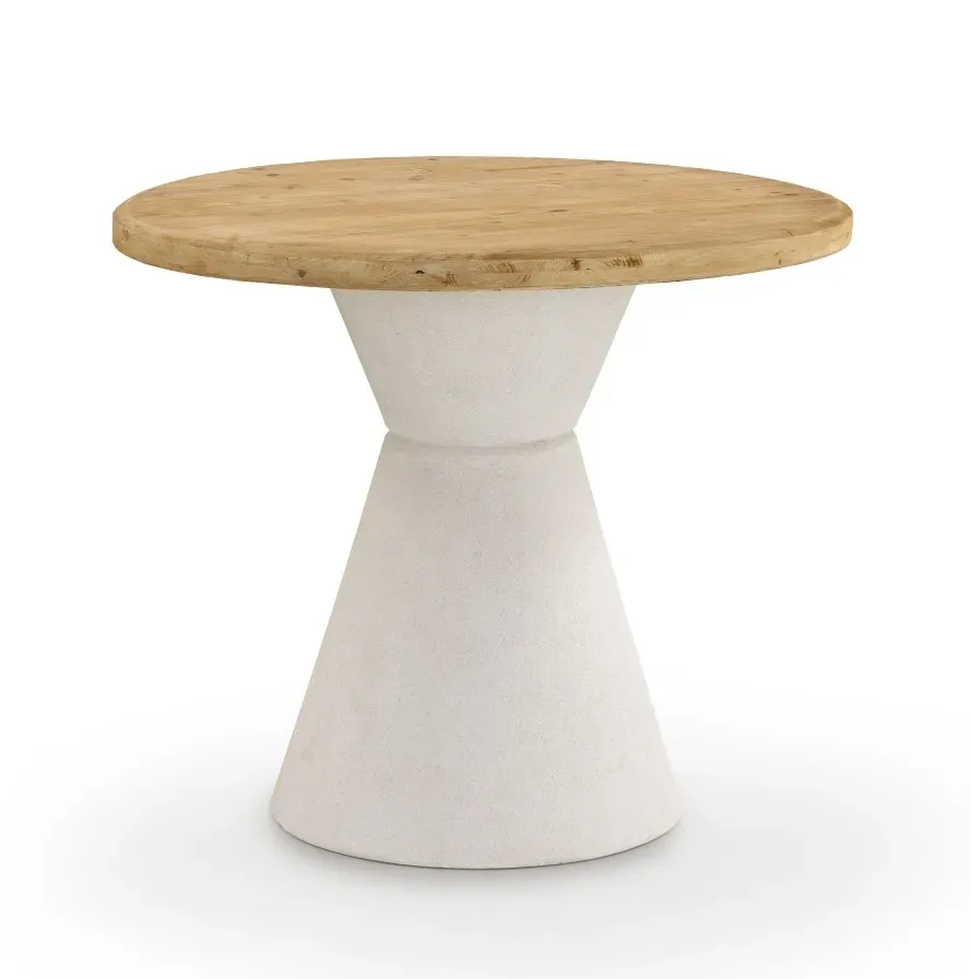 Table de salle à manger en bois de sapin et base en polyrésine