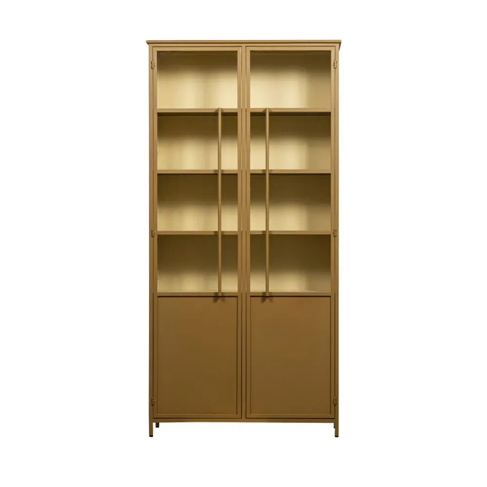 Vitrine 2 portes en fer jaune miel