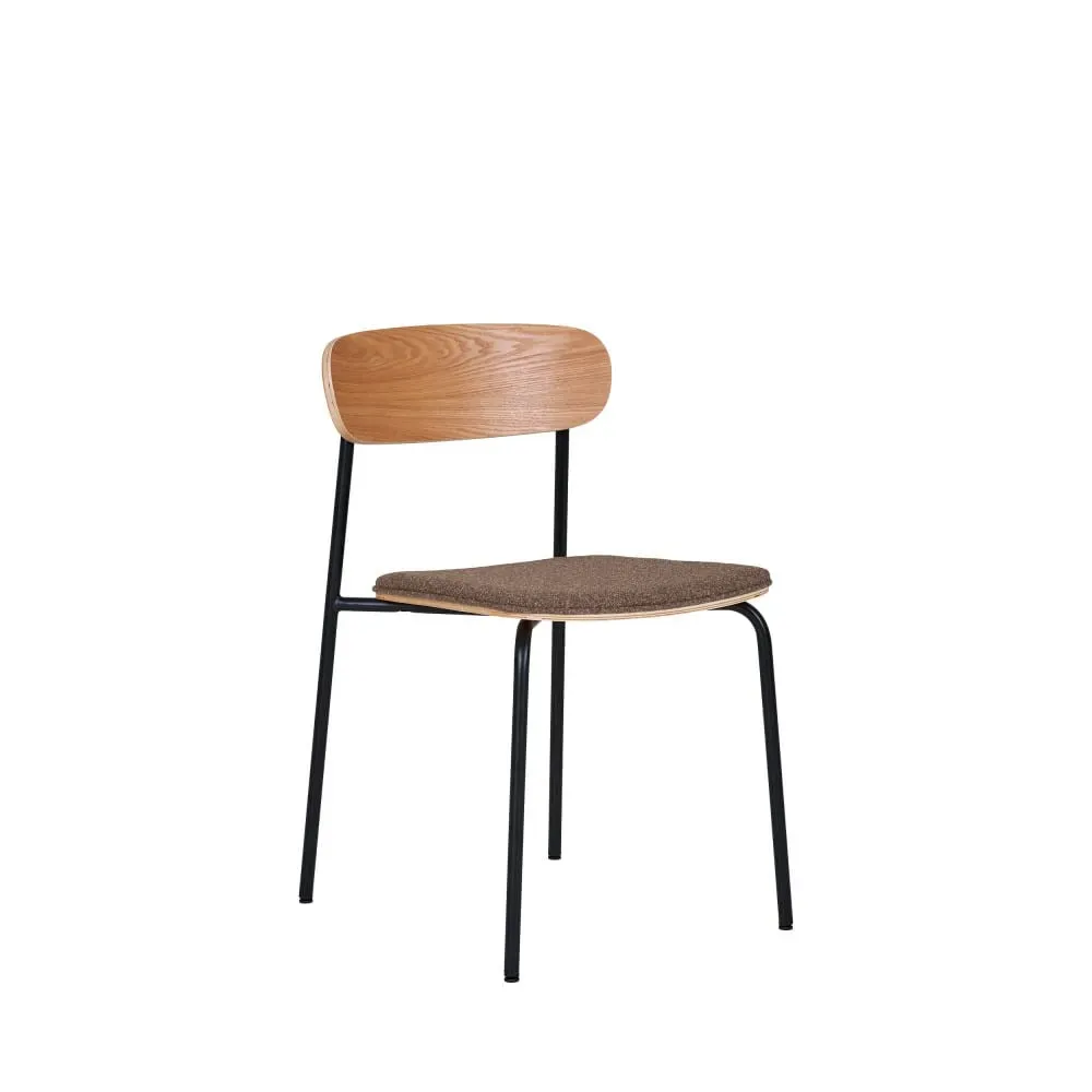 Lot de 2 chaises en bois, tissu et métal - Marron