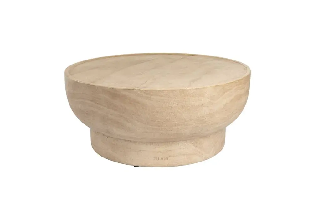 Table basse ronde en béton finition travertin beige