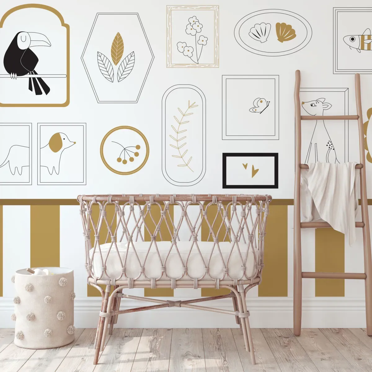 Papier peint panoramique enfant petits explorateurs jaune 150x250cm