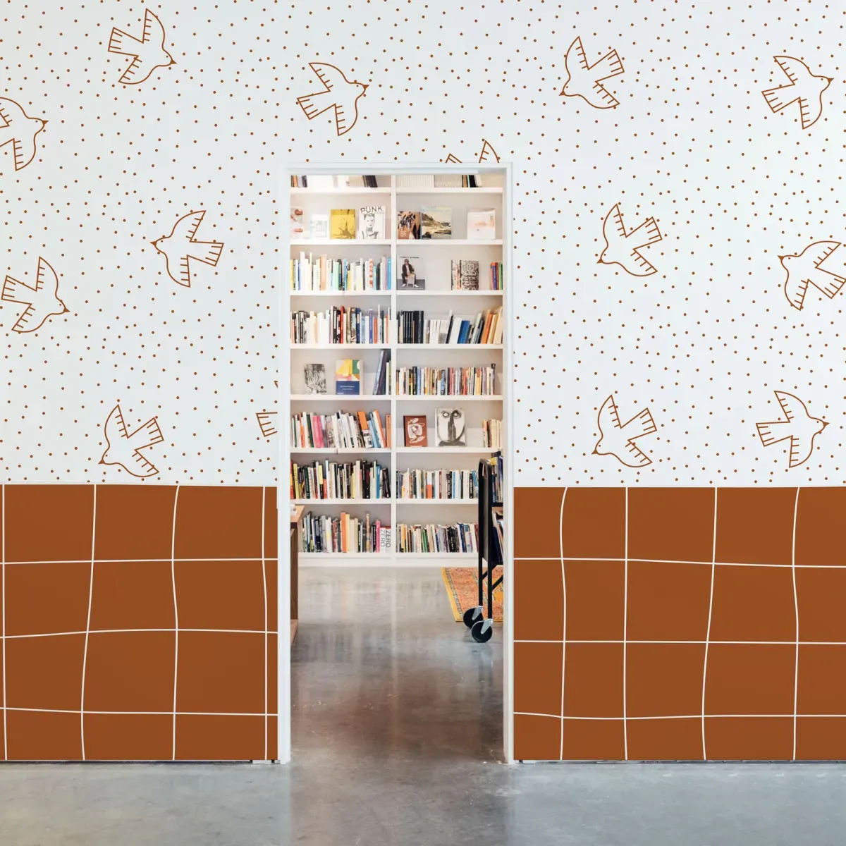 Papier peint panoramique enfant oiseaux brun 375x250cm