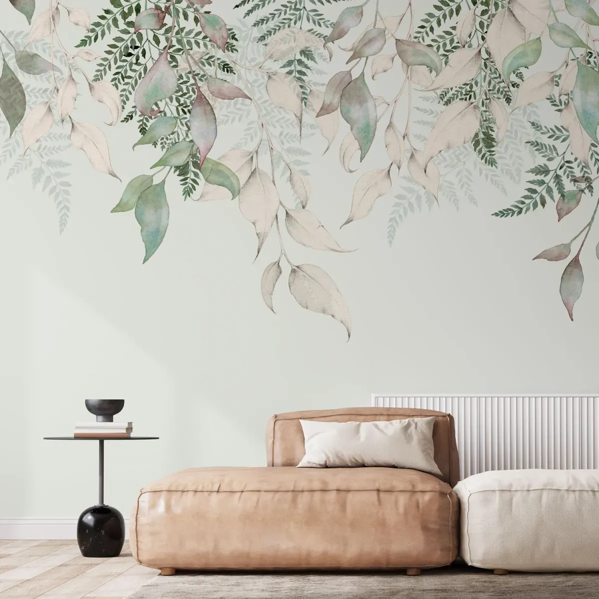 Papier peint panoramique esprit nature vert clair 300x250cm