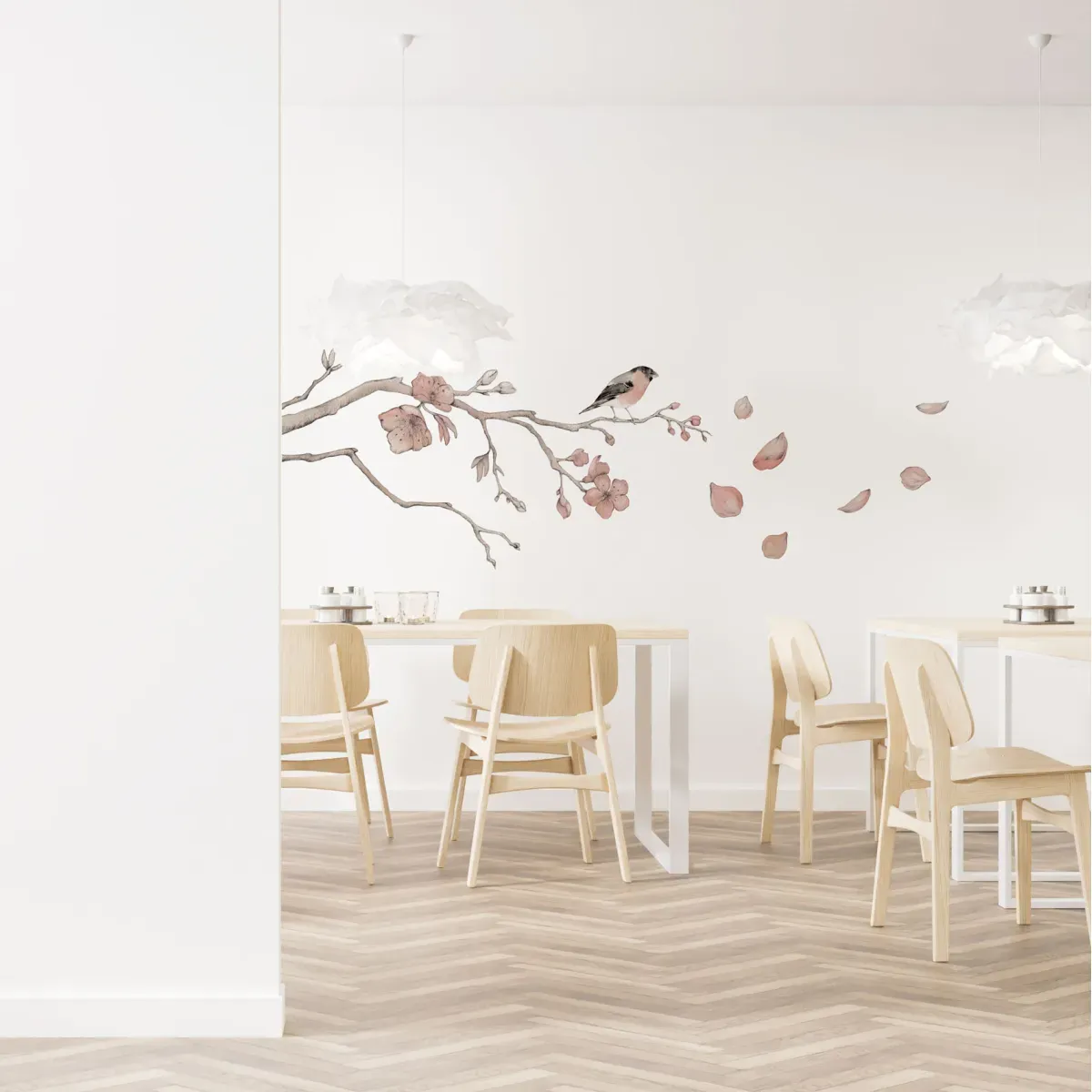 Papier peint panoramique cerisier beige 225x250cm