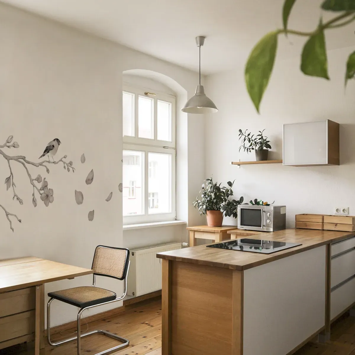 Papier peint panoramique cerisier gris 225x250cm