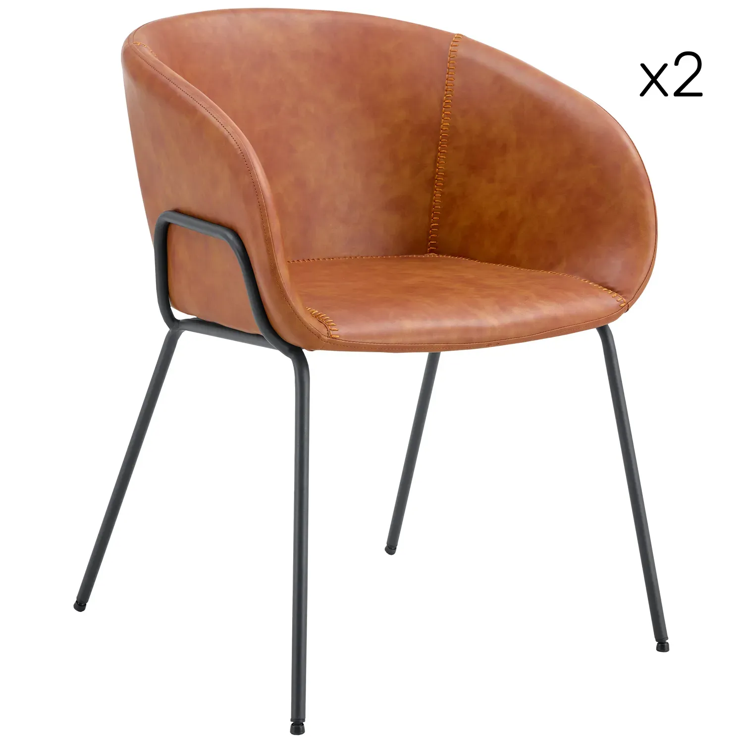 Lot de 2 chaises en simili cognac