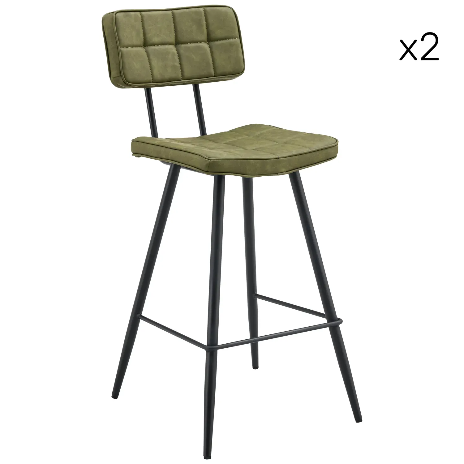 Lot de 2 tabourets de bar en simili vert