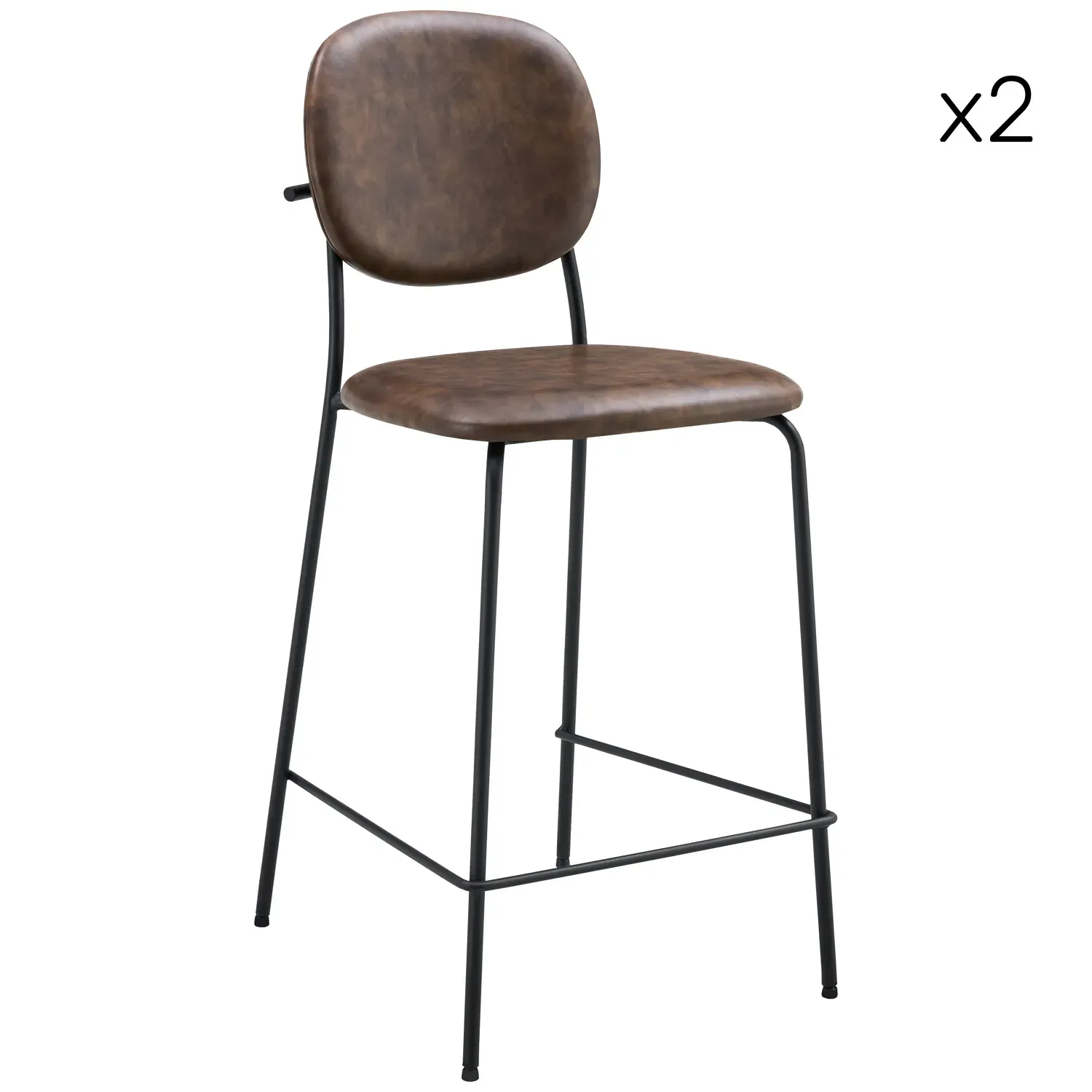 Lot de 2 tabourets de bar en simili marron