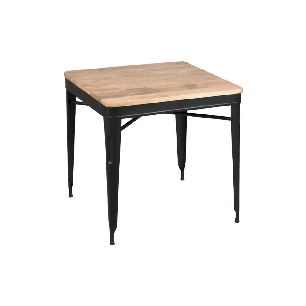 Table repas carrée 77cm aspect vieilli