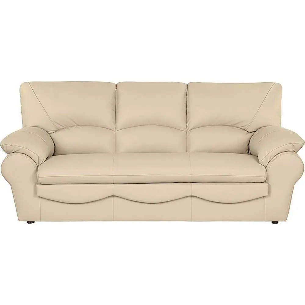 Canapé 3 places convertible en cuir beige