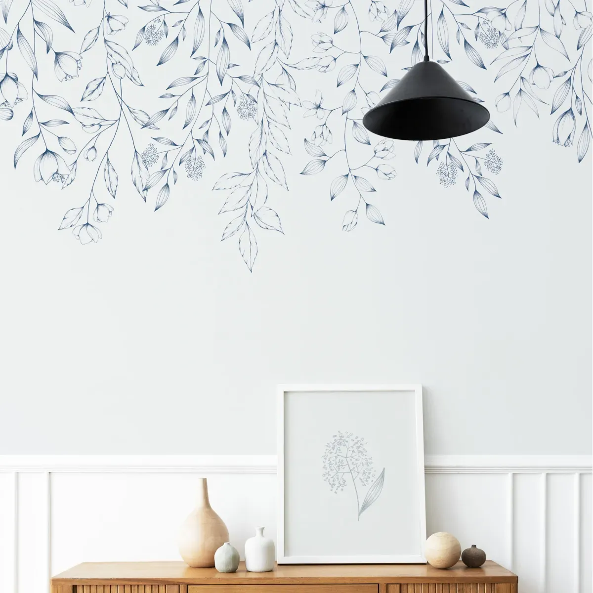 Papier peint panoramique florale bleu 450x250cm