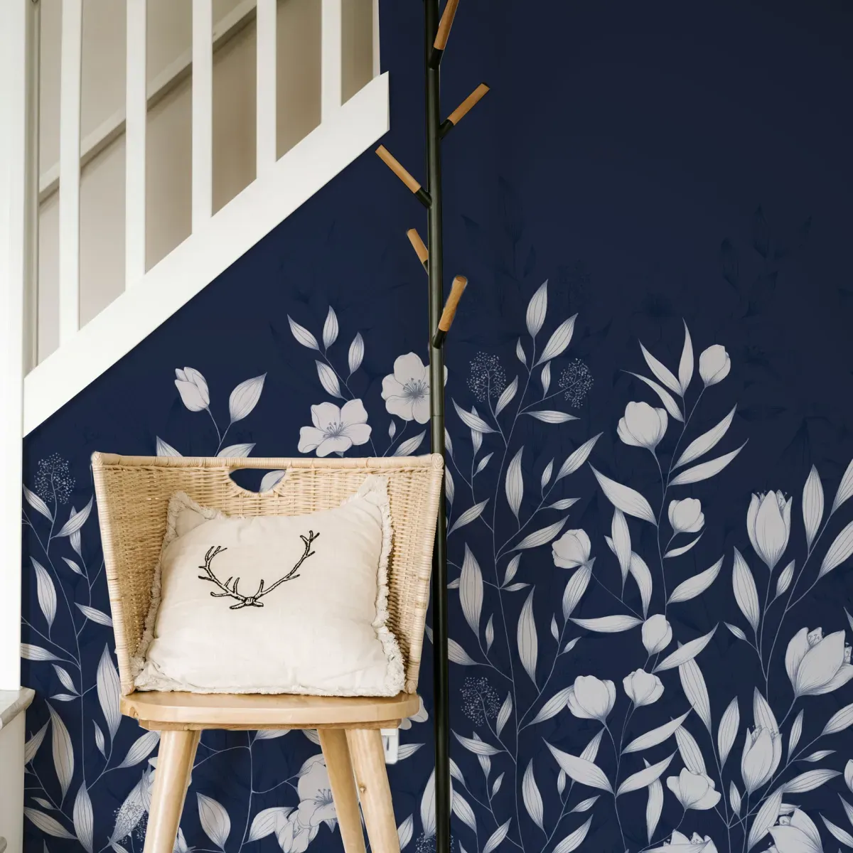 Papier peint panoramique ode au feuillage bleu 150x250cm