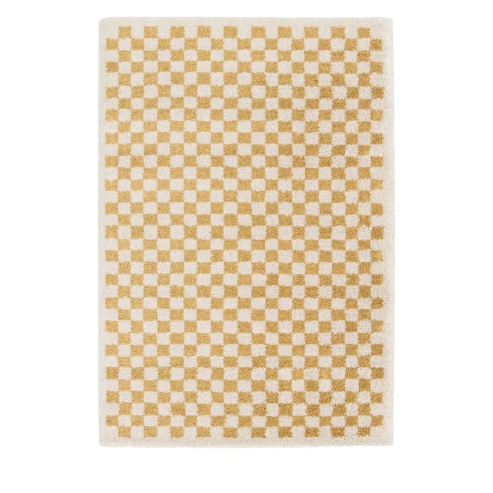 Tapis damiers - 120x170cm Jaune Polypropylène