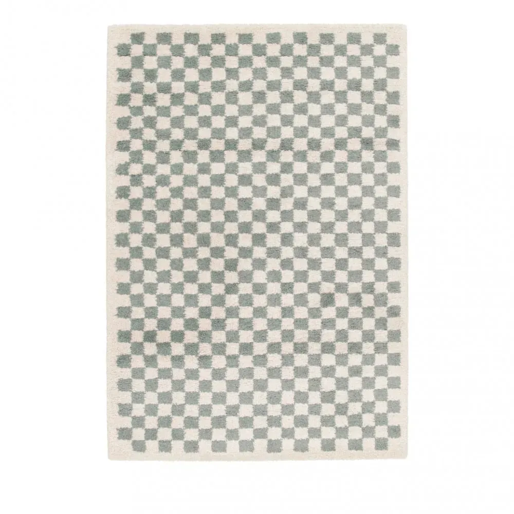 Tapis damiers - 160x230cm Bleu Polypropylène