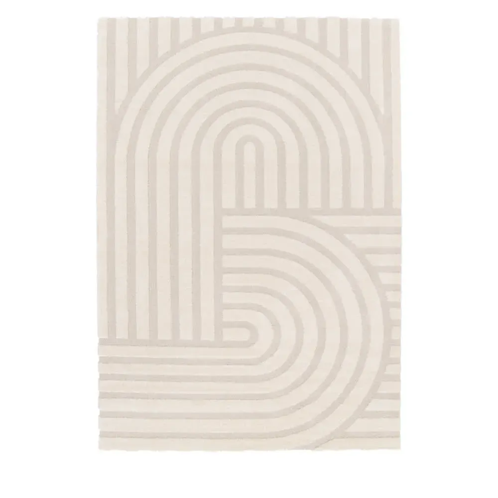 Tapis contemporain à motif géométrique - 160x230cm Écru Polypropylène