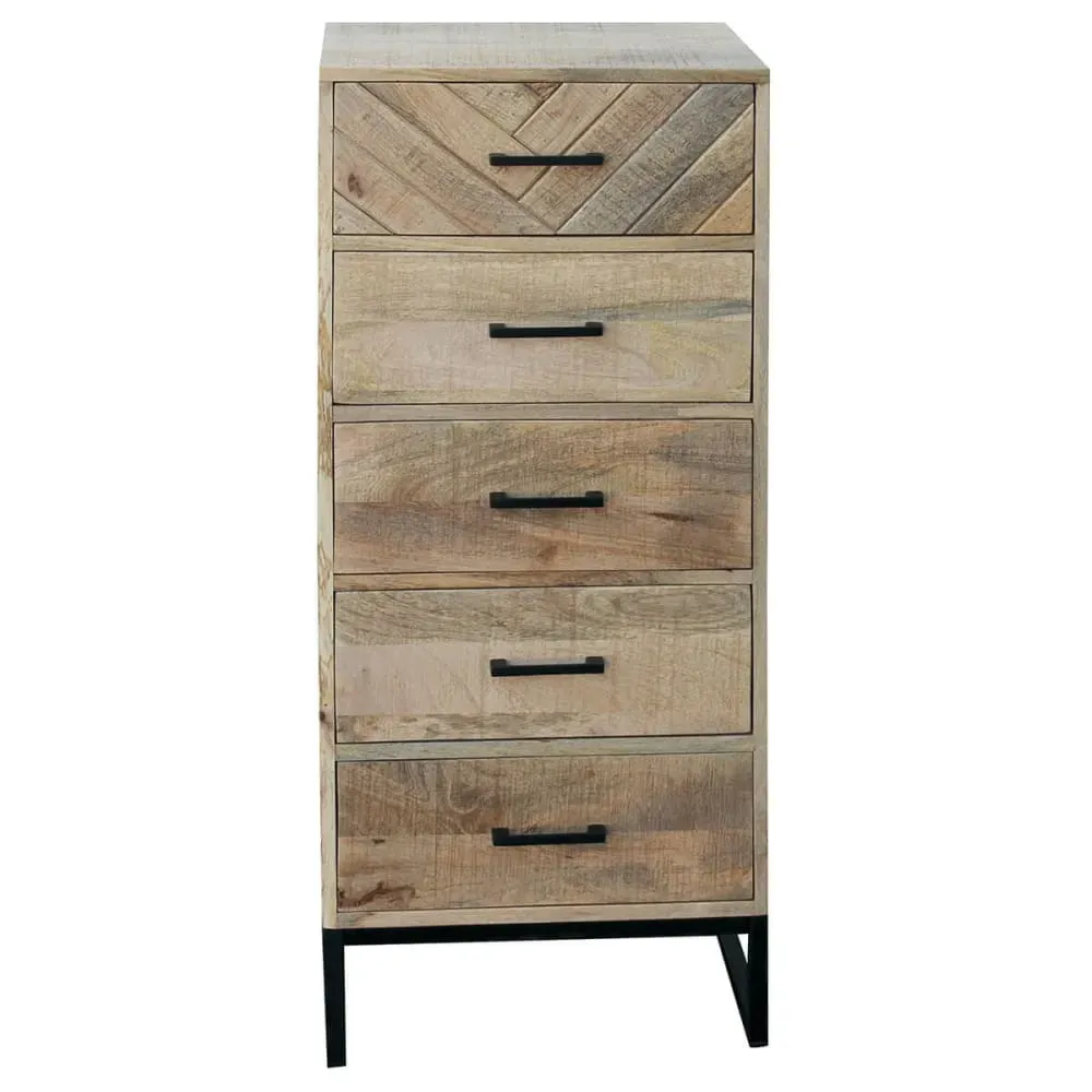 Chiffonnier  5 tiroirs en manguier massif