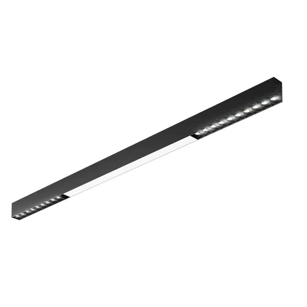 Plafonnier LED, métal, L:107 cm, noir
