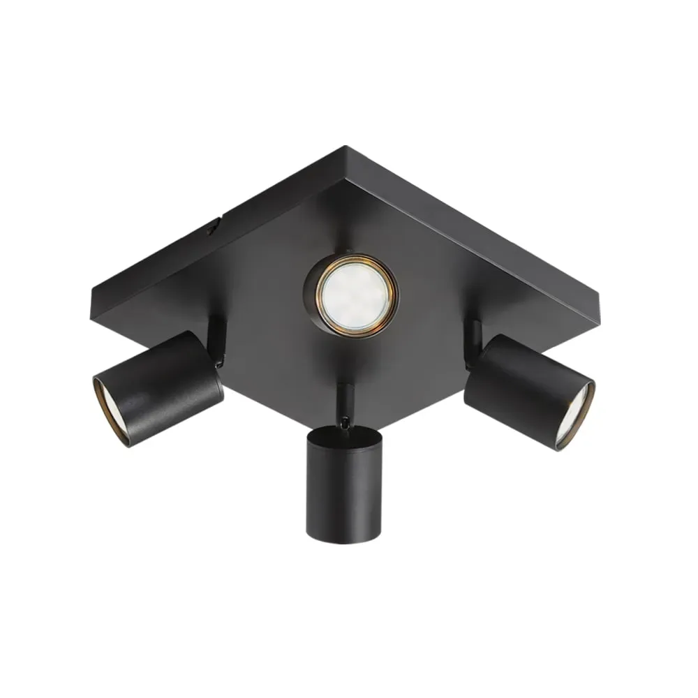 Spot de plafond, métal, 4 x GU10, noir