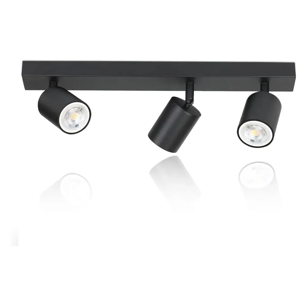 Spot de plafond, métal, 3 x GU10, noir
