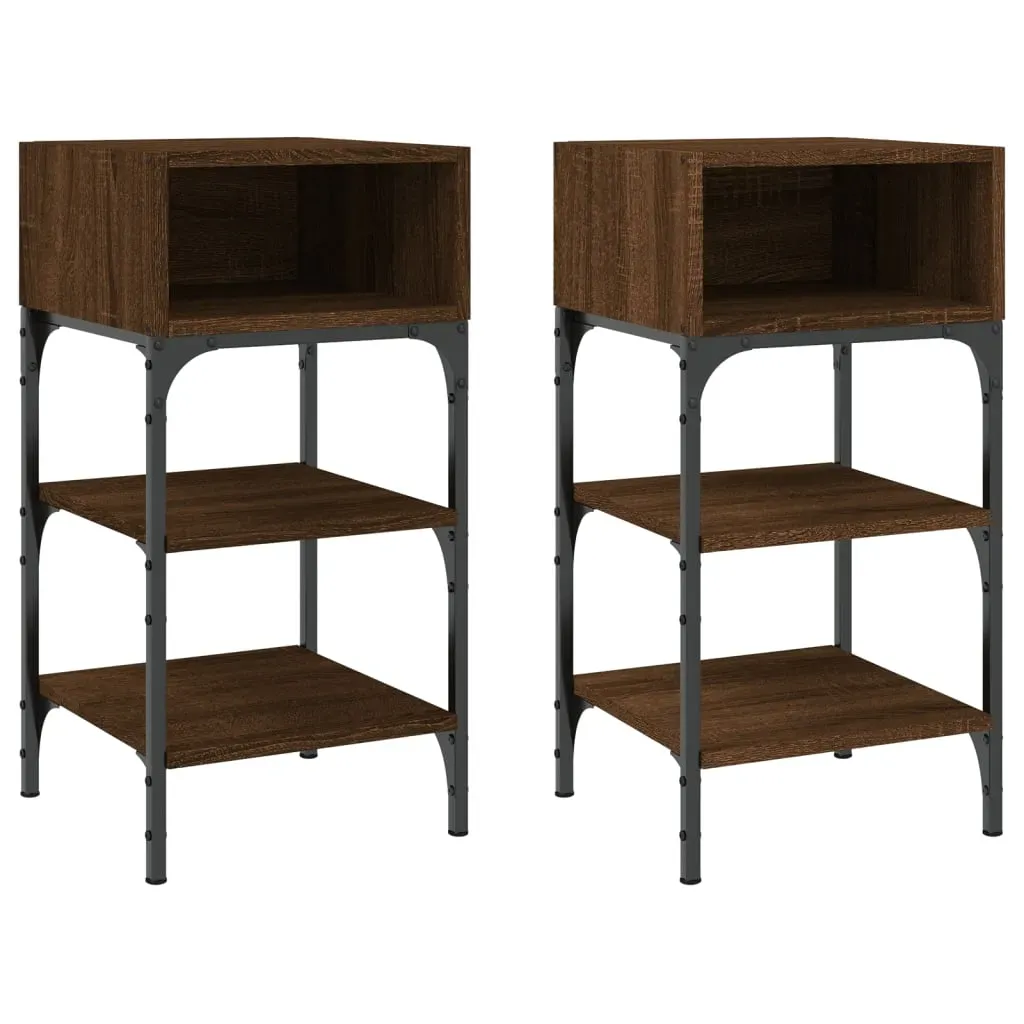 Lot de 2 Tables de nuit bois brun 35  X  34,5  X  70   cm