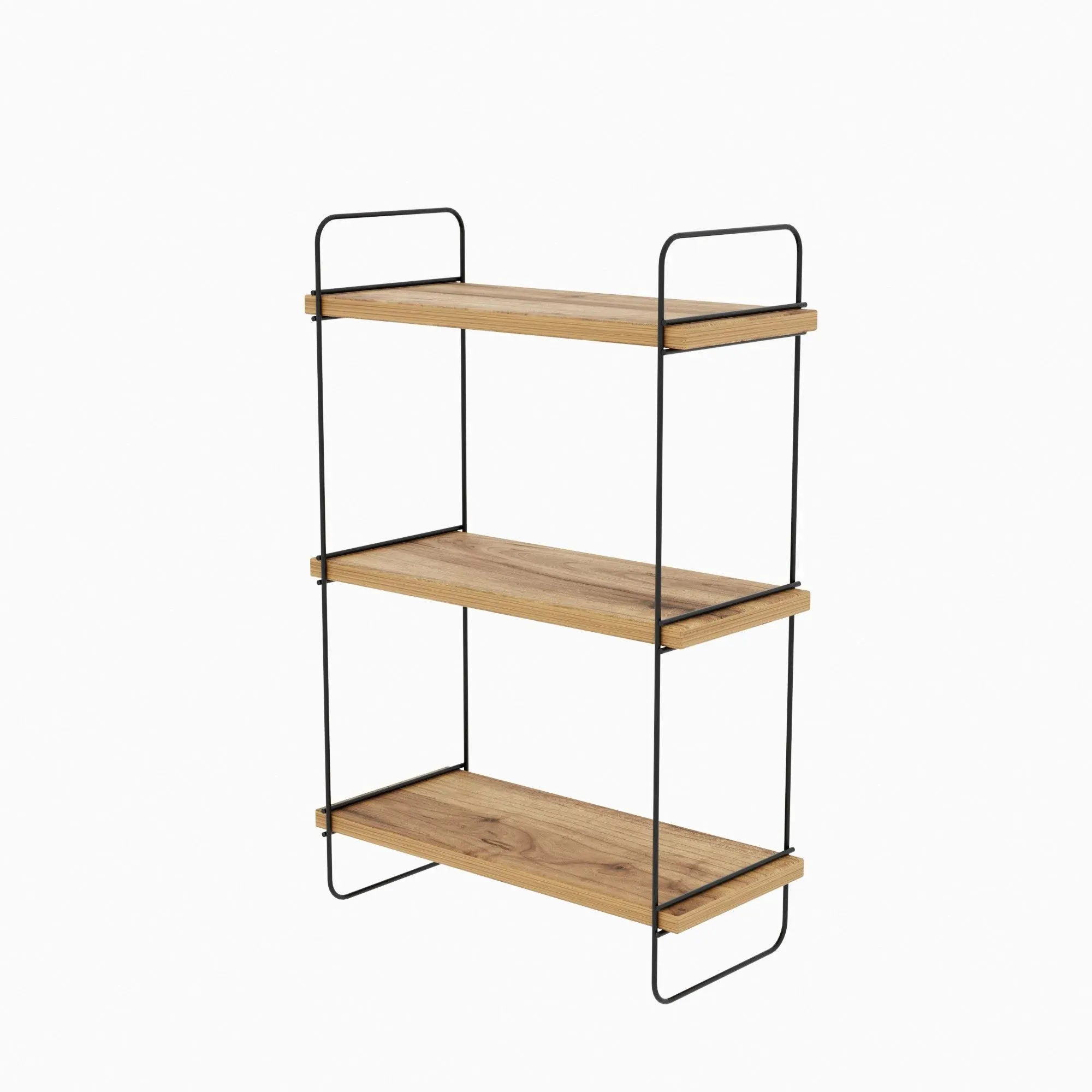 Etagère murale suspendue décor bois pin et noir H66 cm