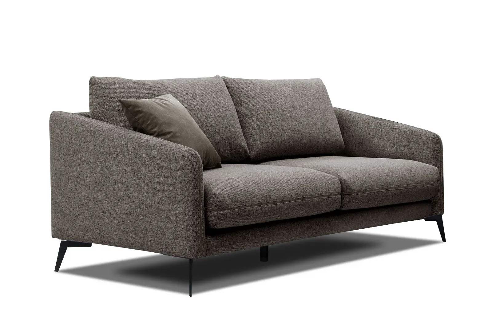 Canapé droit 3 places tissu marron foncé